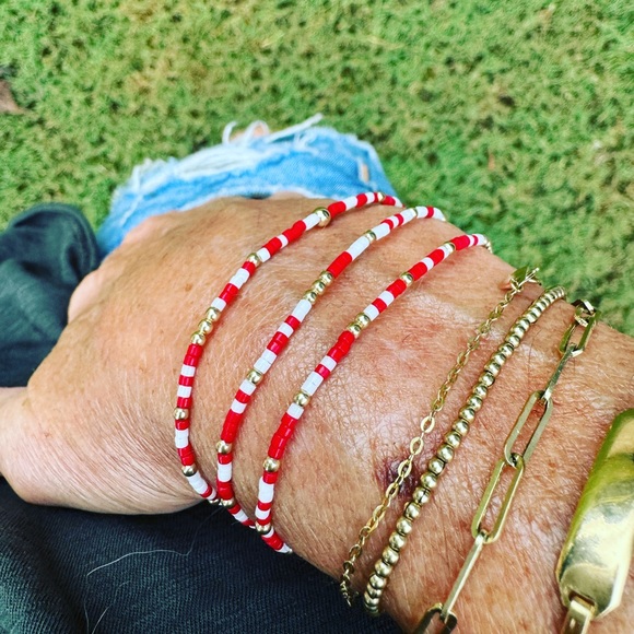 Memphis Gameday stack! miyuki delicas seed beed +14k gold filled bead bracelets - Picture 8 of 15